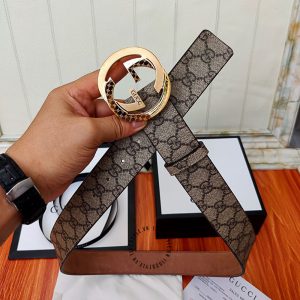 Thắt lưng nam Gucci mặt vàng dây họa tiết cao cấp hàng hiệu - Ảnh 3