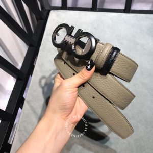 Thắt lưng nam Salvatore Ferragamo dây da màu ghi hàng hiệu - Hình ảnh 3