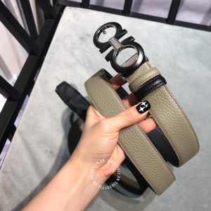 Thắt lưng nam Salvatore Ferragamo dây da màu ghi hàng hiệu - Hình ảnh 4