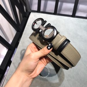 Thắt lưng nam Salvatore Ferragamo dây da màu ghi hàng hiệu - Hình ảnh 5
