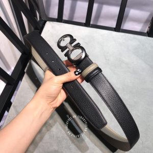 Thắt lưng nam Salvatore Ferragamo dây da màu ghi hàng hiệu - Hình ảnh 6