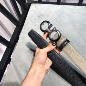 Thắt lưng nam Salvatore Ferragamo dây da màu ghi hàng hiệu - Hình ảnh 7