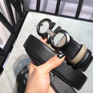 Thắt lưng nam Salvatore Ferragamo dây da màu ghi hàng hiệu - Hình ảnh 8