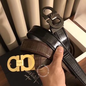 Thắt lưng Salvatore Ferragamo dây đen mặt khoá đen chì - Hình ảnh 5