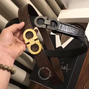 Thắt lưng Salvatore Ferragamo dây đen mặt khoá đen chì - Hình ảnh 4