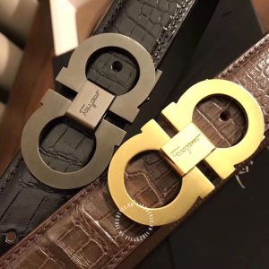 Thắt lưng Salvatore Ferragamo dây đen mặt khoá đen chì - Hình ảnh 3