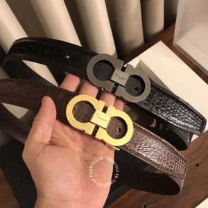 Thắt lưng Salvatore Ferragamo dây đen mặt khoá đen chì - Hình ảnh 8