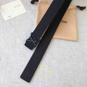 Thắt lưng da xịn Louis Vuitton khóa đen nhám dây họa tiết caro nhỏ - Ảnh 6