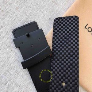 Thắt lưng da xịn Louis Vuitton khóa đen nhám dây họa tiết caro nhỏ - Ảnh 5