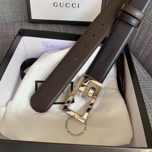 Thắt lưng Gucci nam mặt khóa bạc dây da xịn 2 màu cao cấp - Hình ảnh 4