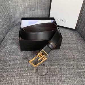 Thắt lưng da xịn Gucci nam mặt khóa vàng replica 1:1 - Hình ảnh 4