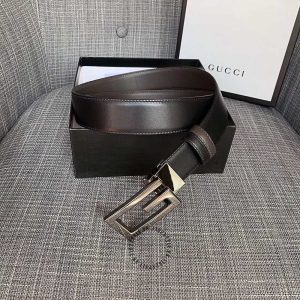Thắt lưng Gucci nam mặt khóa màu đen chì dây da xịn fake 1:1 - Hình ảnh 4