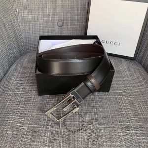 Thắt lưng Gucci nam mặt khóa bạc dây da xịn 2 màu cao cấp - Hình ảnh 2