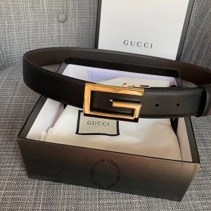 Thắt lưng da xịn Gucci nam mặt khóa vàng replica 1:1 - Hình ảnh 2