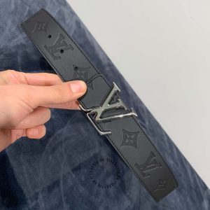 Thắt lưng xịn Louis Vuitton mặt khóa đen chì dây da cao cấp - Ảnh 3