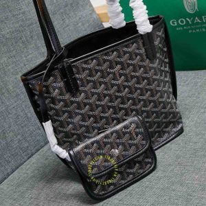 Túi xách nữ Goyard màu đen hoạ tiết monogram fake loại 1 - Ảnh 3