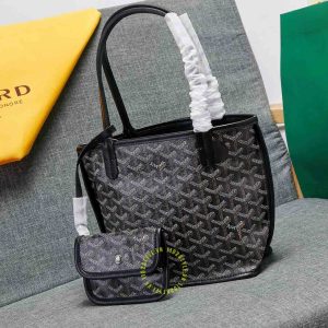 Túi xách nữ Goyard màu đen hoạ tiết monogram fake loại 1 - Ảnh 4