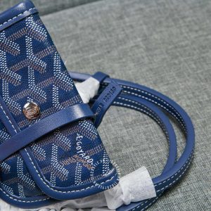 Túi xách nữ Goyard màu xanh than hoạ tiết monogram hàng hiệu - Ảnh 5