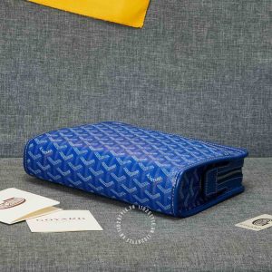 Cluth cầm tay Goyard da thật màu xanh dương cao cấp - Ảnh 4