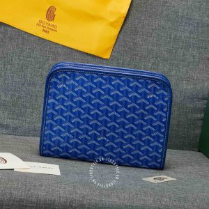 Cluth cầm tay Goyard da thật màu xanh dương cao cấp - Ảnh 5