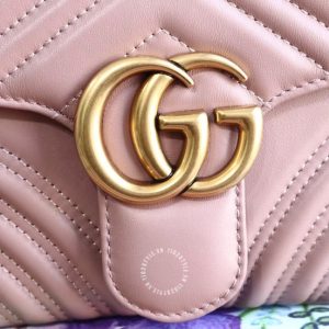 Túi Gucci nữ đeo chéo màu hồng quai xách da thật replica 1:1 - Ảnh 7