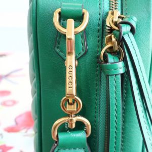 Túi xách đeo chéo Gucci nữ da xịn màu xanh logo GG - Hình ảnh 7