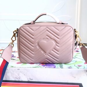 Túi Gucci nữ đeo chéo màu hồng quai xách da thật replica 1:1 - Ảnh 4