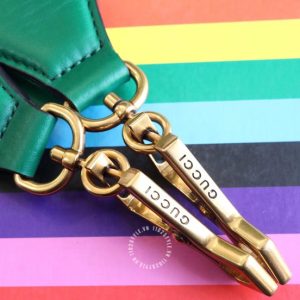 Túi xách đeo chéo Gucci nữ da xịn màu xanh logo GG - Hình ảnh 8