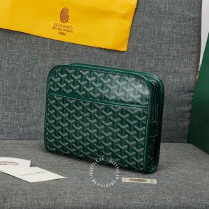 Cluth cầm tay Goyard unisex màu xanh lá fake loại 1 - Ảnh 2