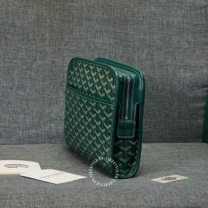 Cluth cầm tay Goyard unisex màu xanh lá fake loại 1 - Ảnh 3