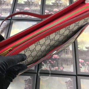 Túi xách đeo chéo Gucci nữ màu ghi phối đỏ họa tiết cao cấp - Hình ảnh 6
