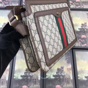 Túi xách đeo chéo nữ Gucci màu ghi họa tiết Monogram - Ảnh 5
