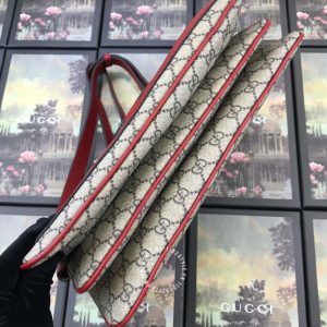 Túi xách đeo chéo Gucci nữ màu ghi phối đỏ họa tiết cao cấp - Hình ảnh 8