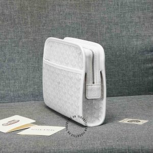 Cluth cầm tay Goyard màu trắng hoạ tiết monogram hàng hiệu - Ảnh 3