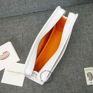 Cluth cầm tay Goyard màu trắng hoạ tiết monogram hàng hiệu - Ảnh 7