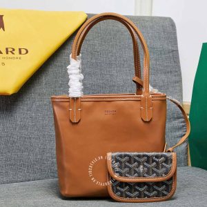 Túi xách nữ Goyard màu đen viền da nâu hàng hiệu Luxury - Ảnh 2