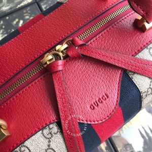 Túi xách hàng hiệu Gucci nữ màu ghi phối đỏ họa tiết Monogram - Ảnh 9