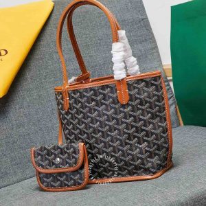 Túi xách nữ Goyard màu đen viền da nâu hàng hiệu Luxury - Ảnh 3