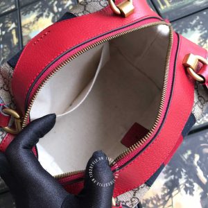Túi xách hàng hiệu Gucci nữ màu ghi phối đỏ họa tiết Monogram - Ảnh 7