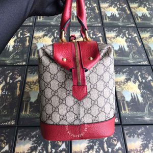 Túi xách hàng hiệu Gucci nữ màu ghi phối đỏ họa tiết Monogram - Ảnh 6