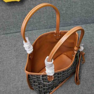 Túi xách nữ Goyard màu đen viền da nâu hàng hiệu Luxury - Ảnh 5