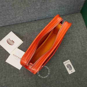 Cluth cầm tay Goyard unisex màu cam nổi bật siêu cấp loại 1:1 - Ảnh 6
