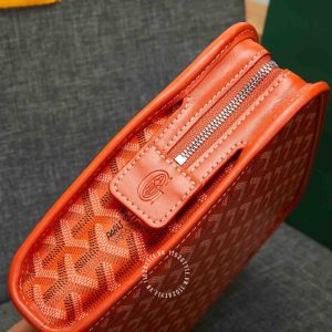Cluth cầm tay Goyard unisex màu cam nổi bật siêu cấp loại 1:1 - Ảnh 8