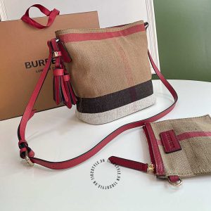Túi xách Burberry nữ quai đỏ chất canvas hàng hiệu cao cấp - Ảnh 2