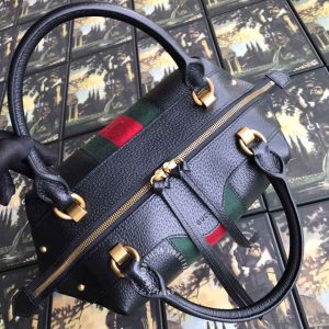Túi xách nữ Gucci màu đen sọc viền Vintage hàng hiệu - Hình ảnh 3