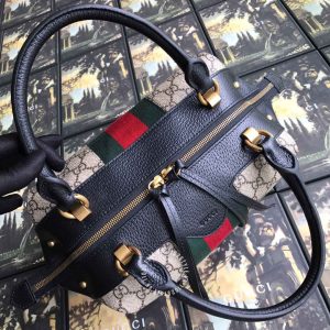Túi xách hàng hiệu Gucci nữ da thật màu ghi phối đen - Ảnh 3
