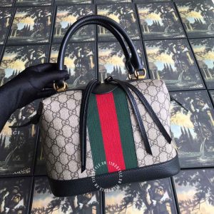 Túi xách hàng hiệu Gucci nữ da thật màu ghi phối đen - Ảnh 2