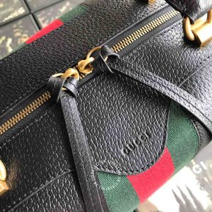 Túi xách nữ Gucci màu đen sọc viền Vintage hàng hiệu - Hình ảnh 4