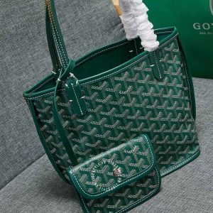 Túi xách Goyard xanh lá hoạ tiết monogram hàng hiệu - Ảnh 3
