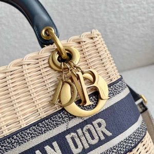 Túi xách cói Dior quai màu xanh đen hàng hiệu cao cấp - Hình ảnh 5